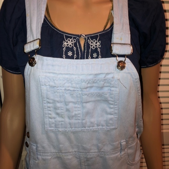 Moda Int. Baby Blue Vintage Short Overalls Medium - Picture 8 of 16